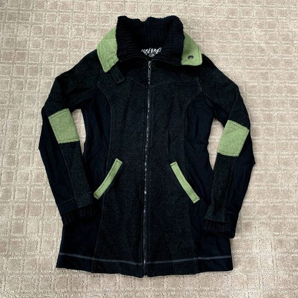 Icelandic Design Cora Boiled Wool “Tech” Coat Size Small Dark Gray Green - Picture 1 of 13